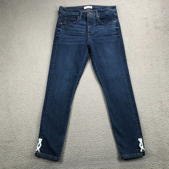 LOFT Denim - LOFT Size 28/6 Skinny Crop Lace Hem Detail High‎ Rise Jeans